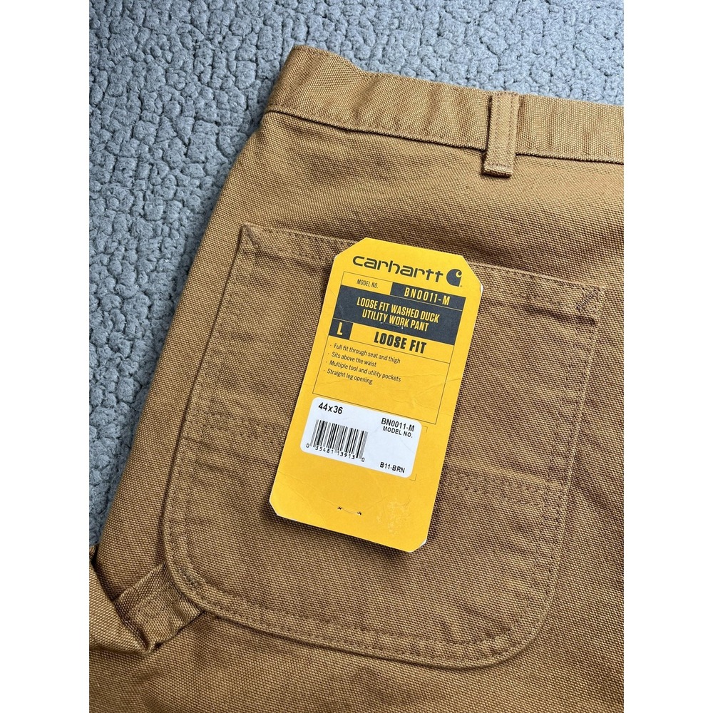 Carhartt Pants Mens 44x36 Brown Relaxed Duck Carpenter Utility Workwear B11-BRN - Picture 4 of 13